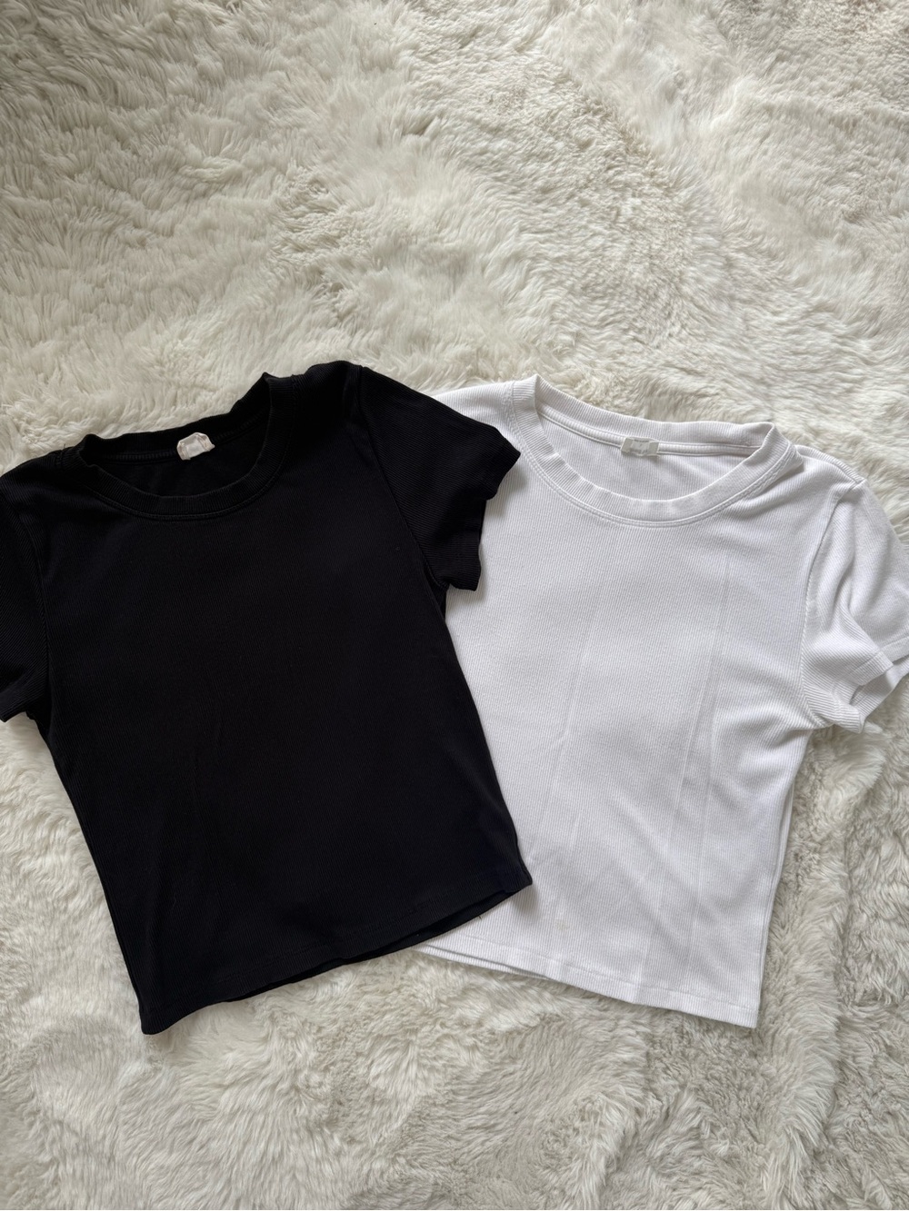 Aritzia Wilfred Ribbed Crop Tops in Black & White